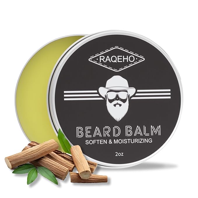 2oz Beard Balm for Men - Mustache Wax Mens Beard Leave In Conditioner Butter Wax Cream Softener Shea Moisturizer Grooming Styling Dandruff Treatment Maintenance Gifts Care Products(Sandalwood)