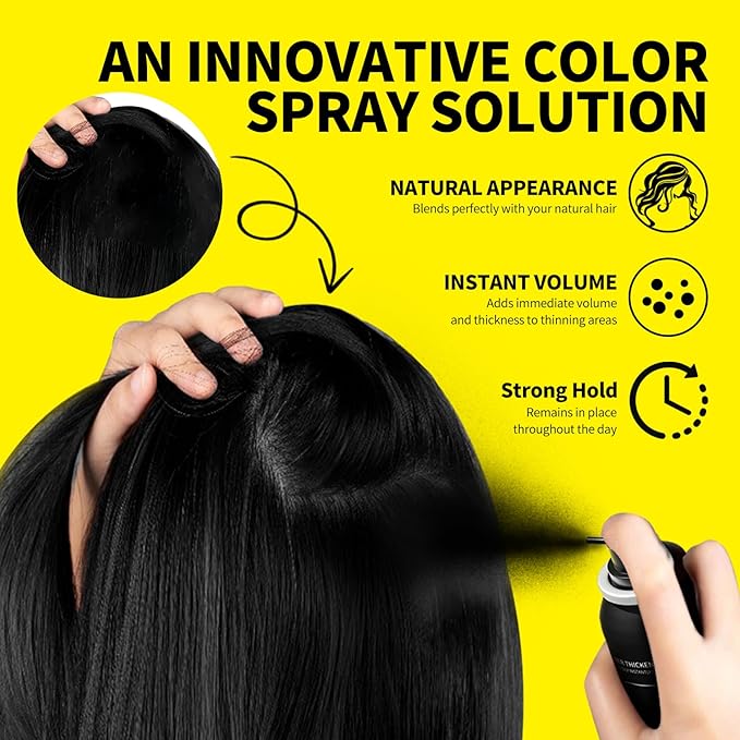 Sevich Hair Fiber Spray - Instant Hair Thickening Powder for Men & Women, Hair Building Fibers for Thinning Hair, Root Touch Up Hair Color, Waterproof, Sweatproof, Natural Look,80ml Dark Brown