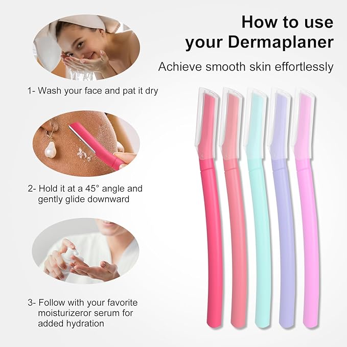 Face Razors for Women, Dermaplane Razor for Women Face, Eyebrow Razor, Dermaplaning Tool, Gentle Skin Exfoliation Microblades for Sensitive Skin, Peach Fuzz Remover