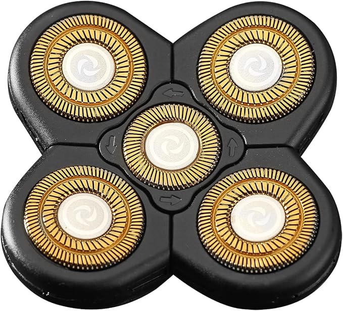 WAHFOX Universal 5 Blades Electric Shaver Replacement Heads for Head Shaver, WAHFOX 5 Blades Shaver Replacement Heads for Bald Men 5 Heads Razor Blades Wet and Dry with Blade Cover