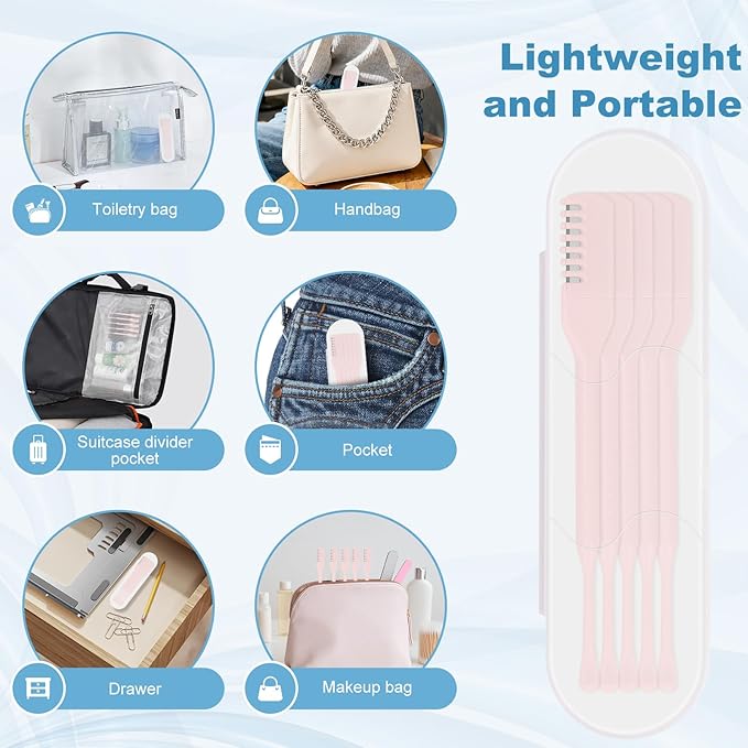 5PCS 2-in-1 Nasal Hair Cutter, Manual Nose Hair Trimmer Cutter with Ear Pick for Women & Men 360°Rotating Nose Hair Remover Grooming Tool Knife Razor Portable Nostril hair Trimmer Clipper (Light Pink)