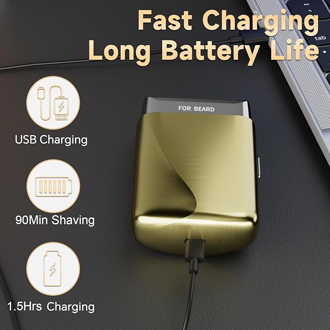 RUIM Electric Razor for Men – 2-in-1 Foil Shaver & Trimmer, USB-C Fast Charging, IPX6 Waterproof Wet/Dry, for Face Head & Beard Grooming, Travel Essentials