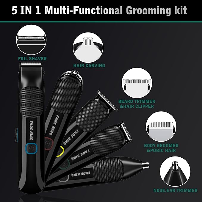 FADEKING Beard Trimmer for Men, Professional Hair Trimmer, Waterproof Electric Beard Trimmer Razor for Nose, Body, Face & Mustache, Cordless Hair Clippers, Grooming Gifts for Men (Green)