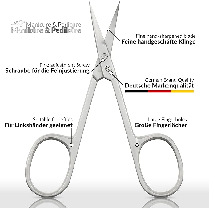 marQus Curved Cuticle Scissors – Precision Stainless Steel for Manicure & Pedicure, Eyebrow & Eyelash Grooming, Extra Sharp with Premium Storage Case