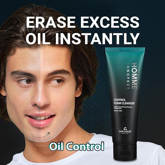 The Skin House Homme InnoFect Men Face Wash – Deep Cleansing Foam Cleanser, Oil Control Face Wash for Men, Rich Foaming Cleanser for All Skin Types 4.05 fl.oz