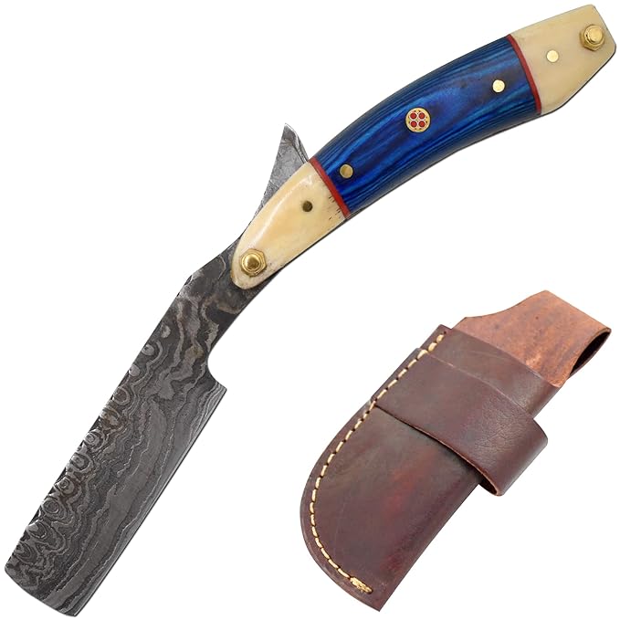 Straight Razor | Straight-Edge-Razor Sharp High Hardness Real Damascus Steel Cutthroat Straight Edge-Blade | Barber Razor