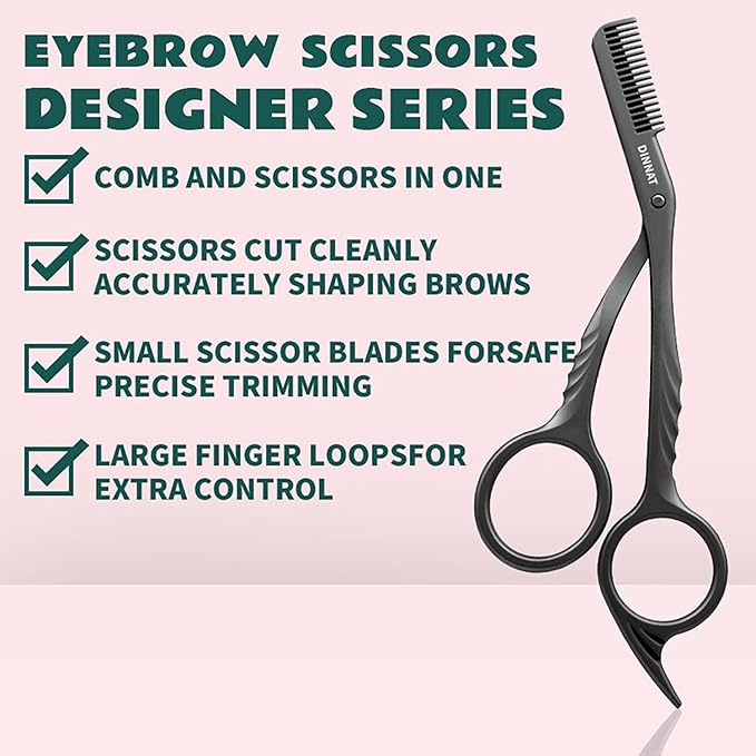 Eyebrow Trimming Scissors with Combs, Eyebrow Cutter Hair Removal Eyebrow Scissors,Eye brow razors, Eyebrow trimmer for women,Gifts For Men Women Stocking Stuffers (Black)
