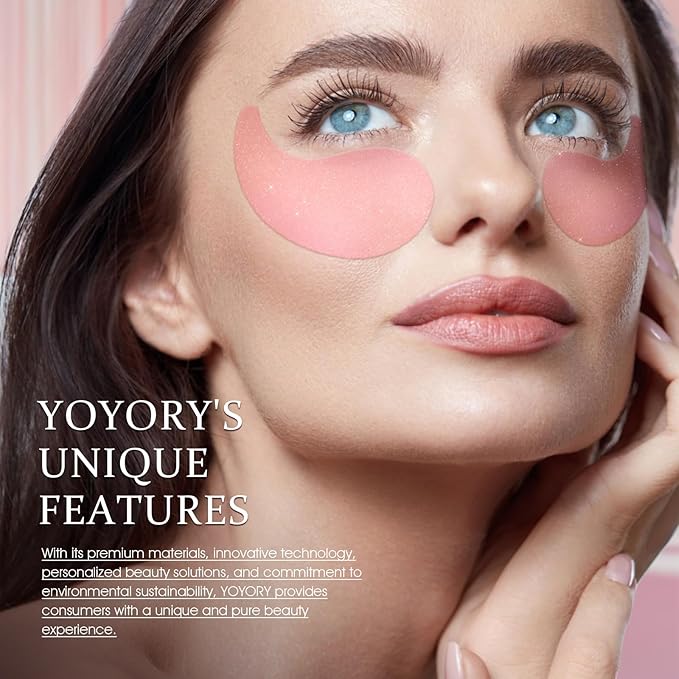 Under Eye Patches for Dark Circles and Puffiness, 60 Pcs Collagen Eye Masks for Eye Bags, Fine Lines & Wrinkles, Eye Treatment with Hyaluronic Acid for Hydrating & Moisturizing, Pink