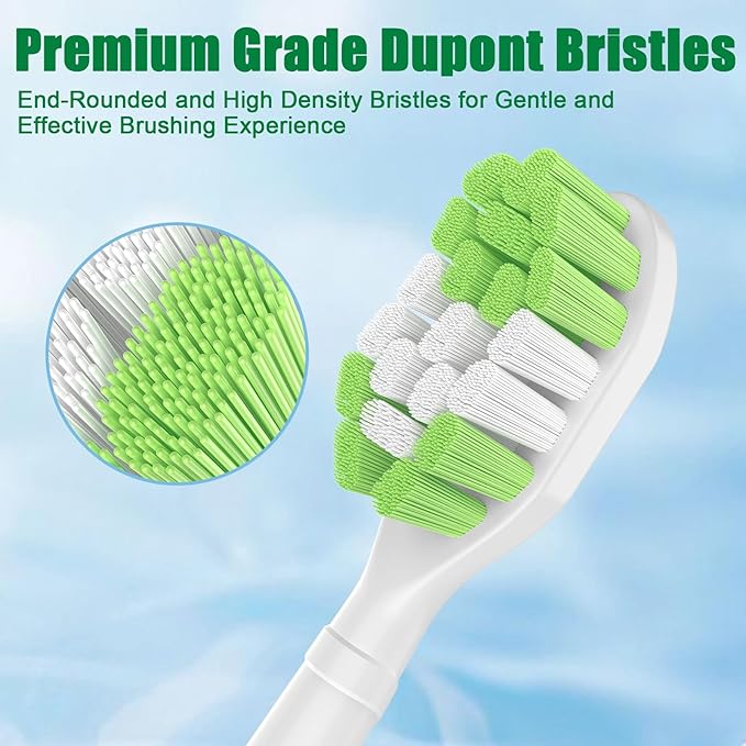 Toptheway Toothbrush Replacement Heads Compatible with Philips Sonicare Plaque Control ProtectiveClean C2 C1 G2 Brush 4100 5100 5300 and More Click-on Electric Toothbrush Handles, 10 Pack