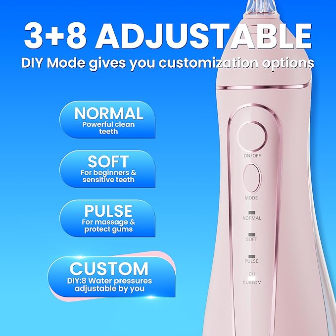 Oralfree Water flosser Teeth Picks - Dental Braces Cordless Oral Irrigator Portable Rechargeable Travel Irrigation Cleaner IPX7 Waterproof Electric Professional Flossing Teeth Cleaning for Home