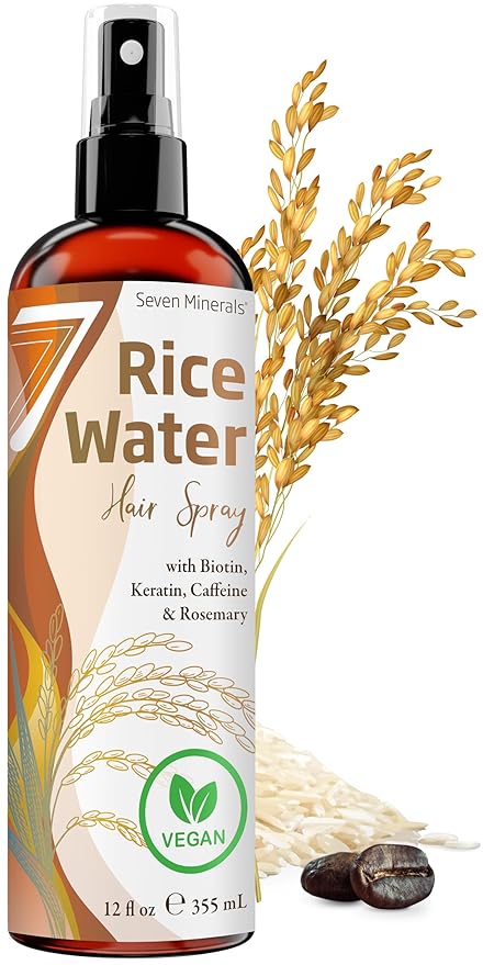 Large Fermented Rice Water for Hair Growth - Infused with Rosemary, Biotin, Caffeine, Keratin Vegan Non-Greasy Spray Naturally Thicker, Longer, Softer Men & Women (12 fl oz)