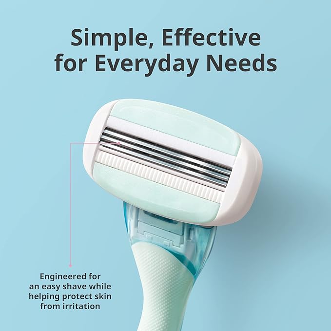 DORCO eve Pack of 3 Razors for Quick & Easy Shaving (No Handle, 8 Pcs Razor Blade Refills), 3 Curved Blades for Shaving with Aloe Vera Moisture Bar, Interchangeable Cartridge for Sensitive Skin