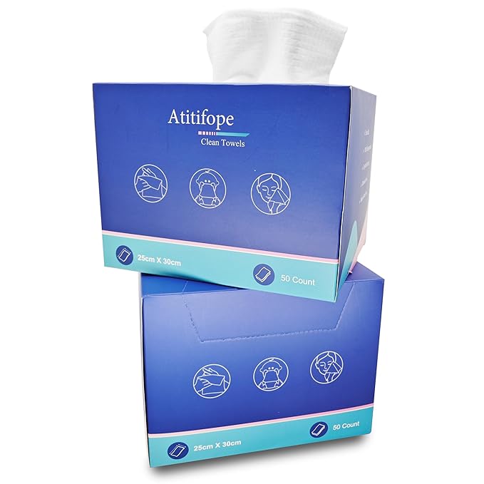 Disposable Face Towels Makeup Remover Wipes Super Soft and Thick Dry Cleaning Cloths (100Count (2Boxes))