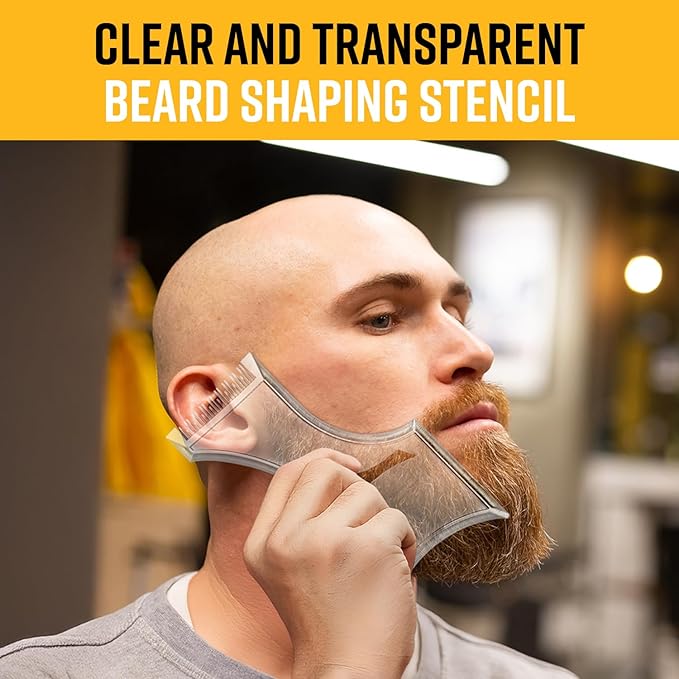 The Cut Buddy PLUS Beard Shaping Tool, Clear Template with Built-in Comb and Bonus Pencil, Ideal for Hairline, Beard, and Mustache Trimming