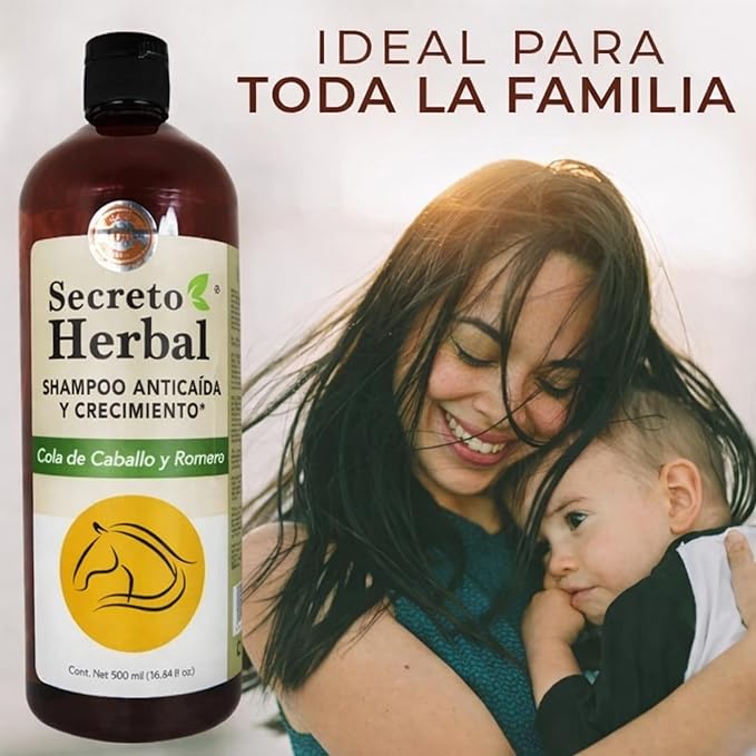 Secreto Herbal Hair Growth Shampoo - Horsetail & Rosemary Routine Shampoo for Revitalized Hair - Secreto Herbal cola de caballo y romero 33.81 fl oz
