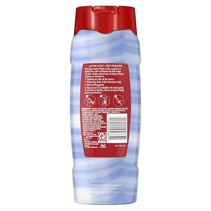 Old Spice Moisturizing Body Wash for Men, Hydro Wash, 2-in-1 Long Lasting Scent & Deep Hydration, 24/7 Shower Fresh, Captain Scent, 21 oz (Pack of 4)