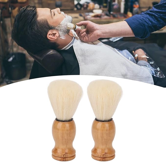 2pcs Mini Shaving Brush, Beard Shaving Brush, Wooden Handle Shave Brush, Professional Men Shaving Brush, for Travel Home Use
