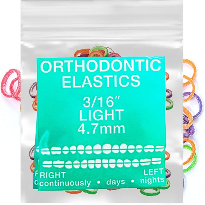 Neon Latex 100 counts Intraoral Elastic Bands Orthodontic Elastics Dental Rubber Bands Made in US Light 3/16'', Neon Latex