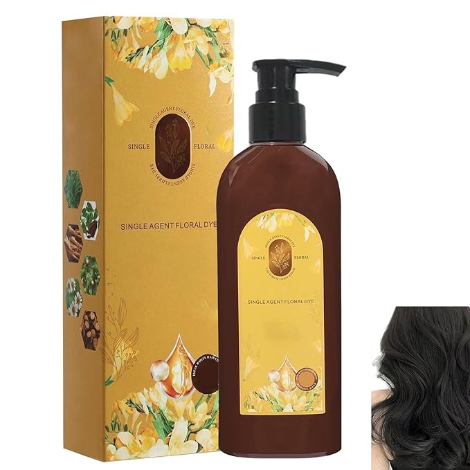 Nourishing Plant-Based Hair Color, Tinte Capilar Nutritivo A Base De Plantas, Long-Lasting & Natural Hair Color Shampoo For Gray Coverage, Minimizing Frizz, For Men & Women (Natural Black)