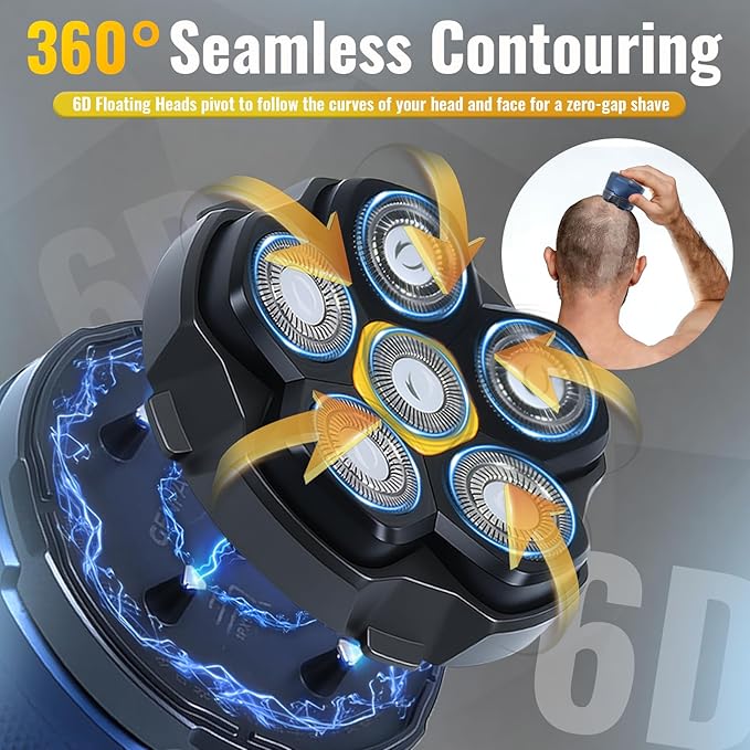 Magnetic 6D Shaver Replacement Heads – Universal Compatible with Kensen,DOAO,NIWUIO,Ufree,Solimpia & Most Most 6D Magnetic Electric Shavers for Bald Men & Face Shaving (4-Pack)