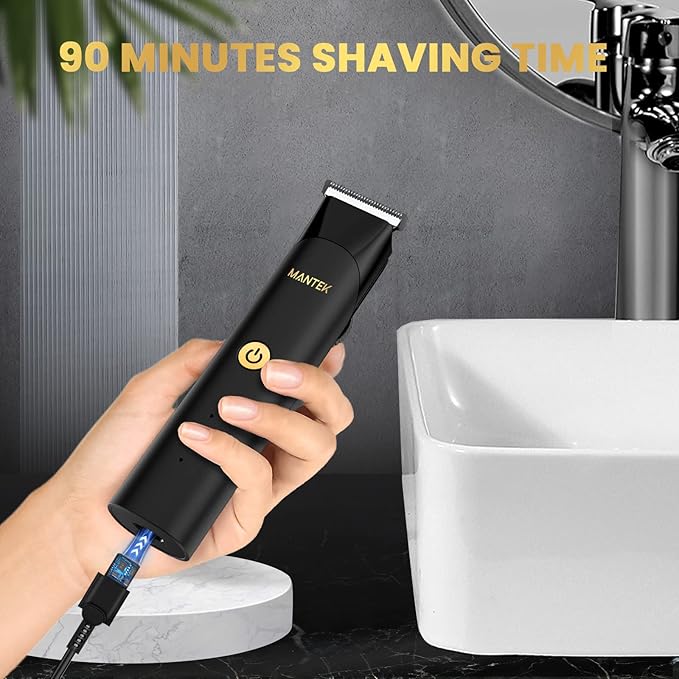 Body Trimmer for Men, Includes 2 Quick Change Trimmer Heads Electric Body Groomer Shavers