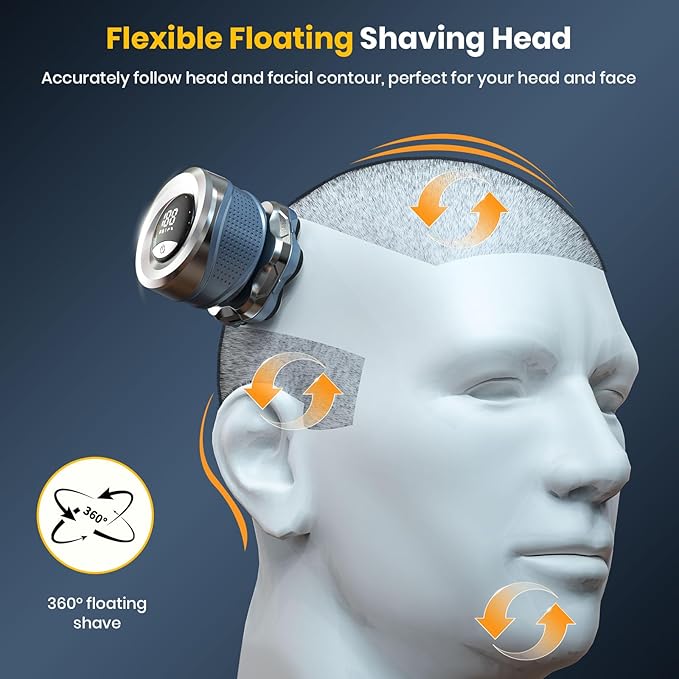 7D Head Shaver with a Travel Case, 2026 Upgraded Magnetic Head Shavers for Bald Men, IPX7 Waterproof Wet/Dry Electric Razor Men, Rechargeable Shavers for Scalp/Face/Beard/Body