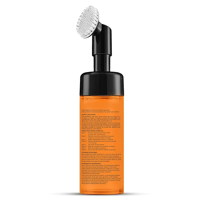 Botanic Hearth Vitamin C Foaming Face Wash With Papaya & Orange | Extracts Built|In Silicone Brush | For Cleansing & Glowing Skin | Paraben & Sulphate Free | Face Cleanser For Women & Men | 5.1 Fl Oz