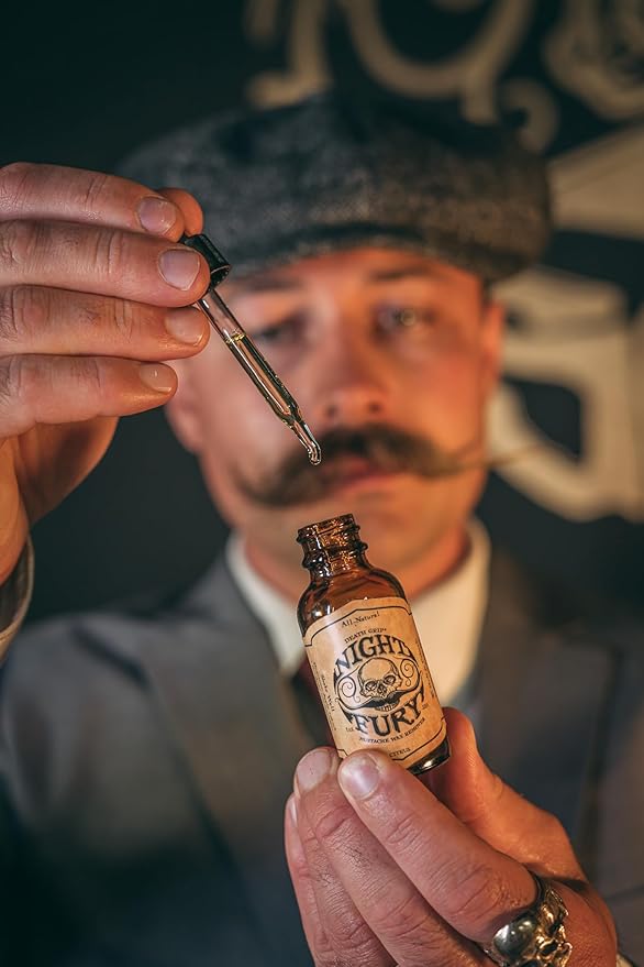 THE VINTAGE GROOMING CO. Bare Bones Medium Hold Mustache Wax, Night Fury Mustache Wax Remover Oil, and Comb Set