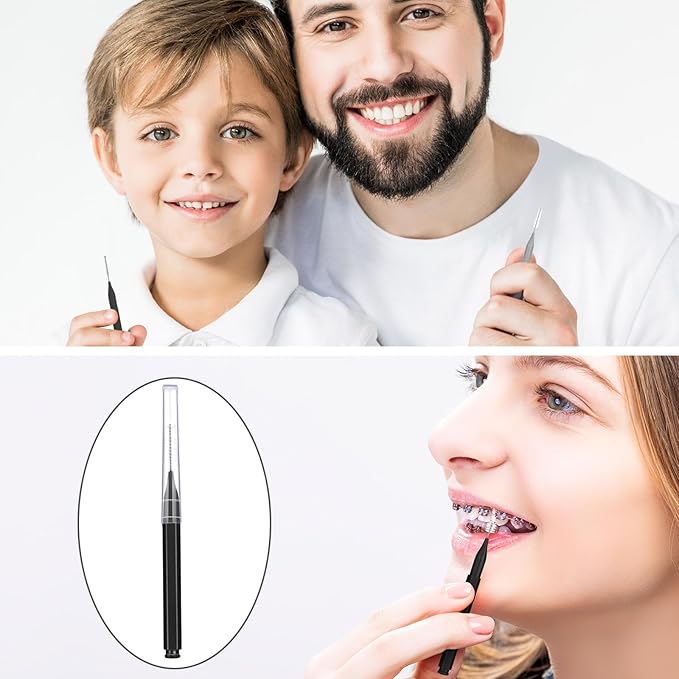 Patelai 50 Pieces Interdental Brush for Cleaner Braces Brush Toothpick Dental Tooth Flossing Head Oral Dental Hygiene Flosser Toothpick Cleaners Tooth Cleaning Tool (Black, White, Gray)