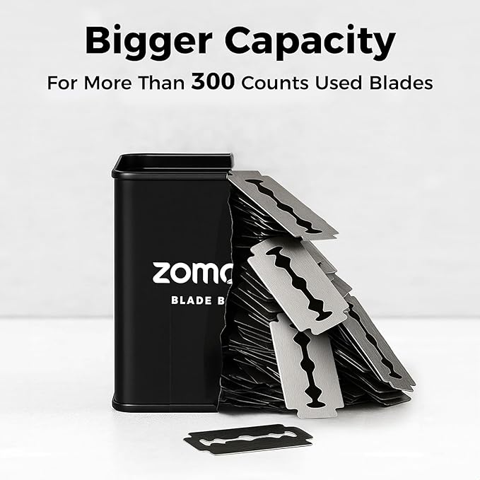 ZOMCHI Razor Blade Bank for Safety Razor Blade Storagement, Used Double Edge Safety Razor Blade Disposal Case (Black)