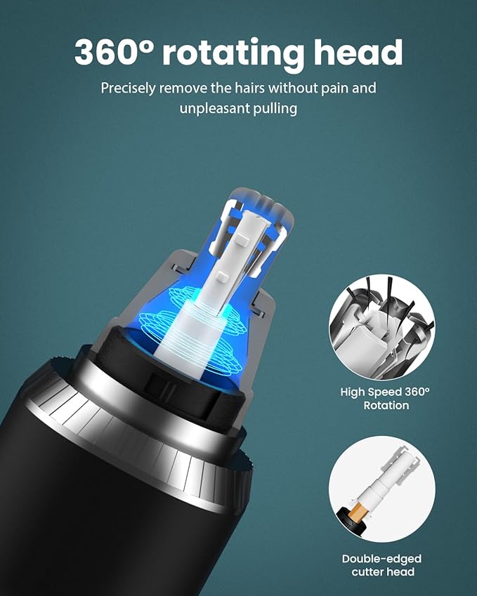 Ear & Nose Hair Trimmer with LED Display for Men Women,Painless USB Rechargeable Eyebrow & Facial & Nose Hair Trimmer Clipper,Professional IPX7 Waterproof Dual Edge Blades