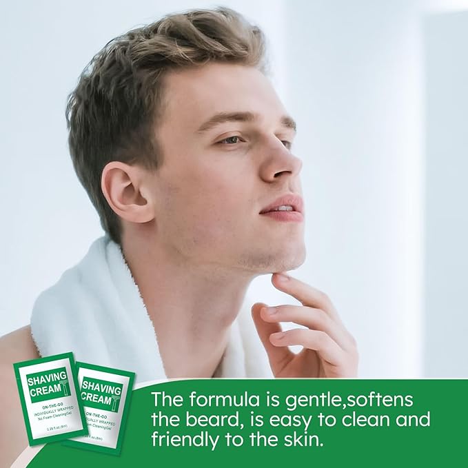 Travel Size Shaving Cream Bulk-Pack of 100,Individually Wrapped 8 ml/0.28 fl oz Mini Disposable Shaving Cream in Bulk for Hotel,Homeless,Shelter,Charity