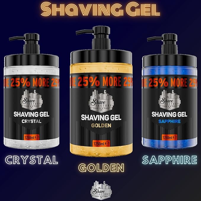 The Shave Factory - Shaving Gel | Non-Irritating | Precise shave on face and body | Shaving gel for men | Moisturizes the skin | 1250ml (42.25fl oz.) (Golden)