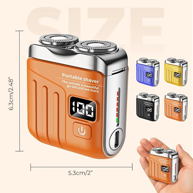 Portable Electric Shaver - LED Display Dual-Head Pocket Shaver, Mini USB Rechargeable Travel Razor, One-Button Operation, Long-Lasting Battery, for Home & Travel (Blue)