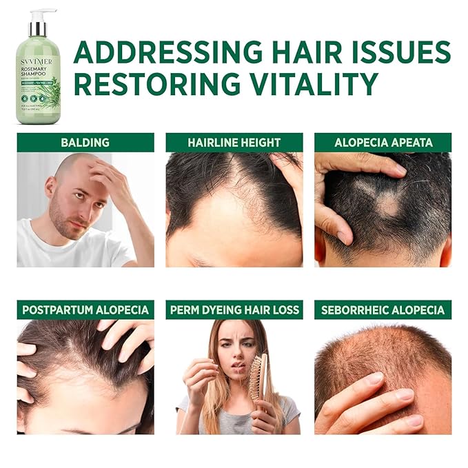 Svvimer Rosemary Hair Thickening Shampoo: Thickening and Strengthening Formula for Men & Women - Volumizing Shampoo with Tea Tree Oil Biotin Mint - For Thinning Fine Hair 11.8 Fl Oz (Pack of 2)