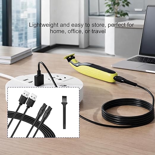 5V USB Charger Cable Compatible with for Philips Norelco One Blade 360 Newer Model QP2834 QP2724 MG9525 MG9510 QP1324 QP1424 QP1924 QP4530 One Blade Series Electric Shaver Razor, Brush+2-Pack