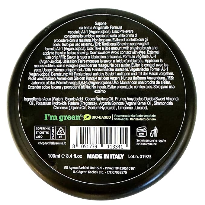 The Goodfellas’ Smile SOLO (Sandalwood & Mandarin Orange) Italian Shaving Soap – Semi-Soft Lathering Soap for Wet Shaving, Traditional Grooming & Use with a Shaving Brush