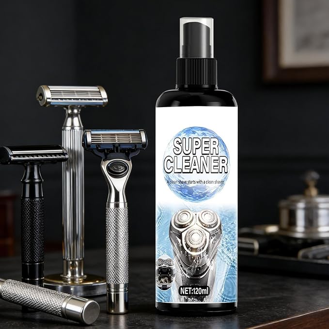 Electric Shaver Cleaner, Care Spray with Brush, 120ml Washing Solution for Bathroom, Portable Helper with Design, Stylish Accessories for Home Barber, Shower Dormitory for Apartment Maintenance