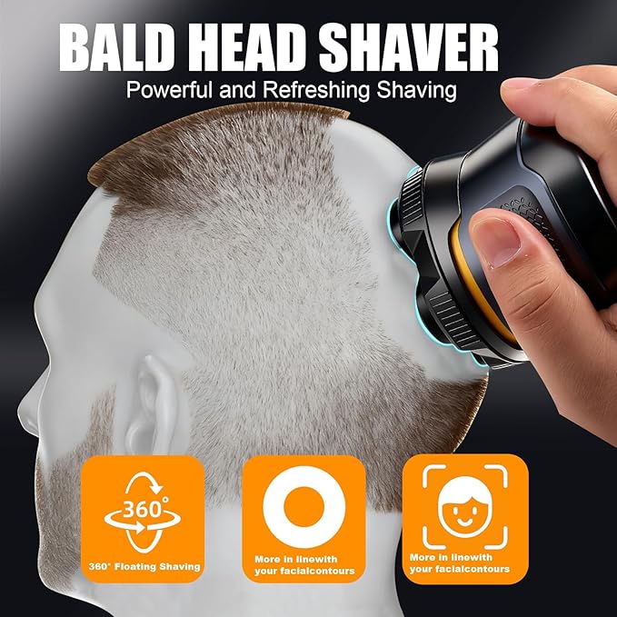 Magnetic 6 Head Shaver Replacement Heads for 6D Magnetic Electric Shaver Razor Universal Shaver Replacement Head for Bald Men and Face (Black(2PACK))