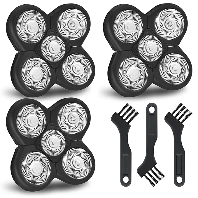 3 Pack Blades Refills Compatible with Freebird Shaver, 5 Blades Shaver Replacement Heads for Bald Men Freedom Grooming, with 3 Cleaning Brush