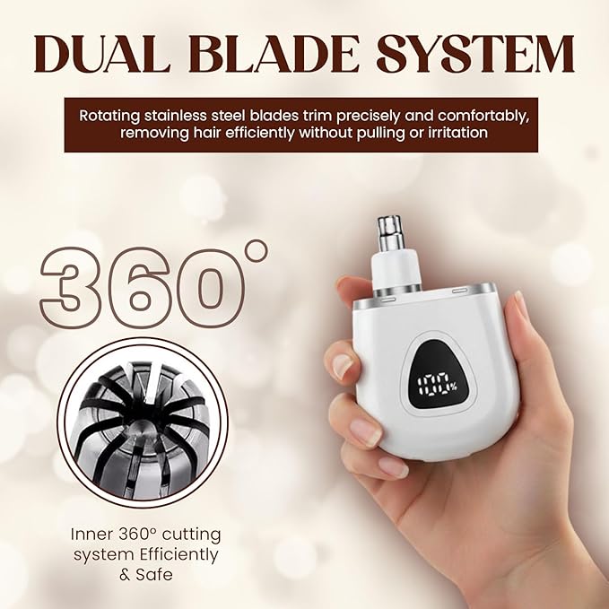 Nose Hair Trimmer for Men Women - Electric Nose Hair Clipper with Replaceable Stainless Steel Blade, Powerful Motor, Wet/Dry Use, Portable USB Rechargeable Design | White