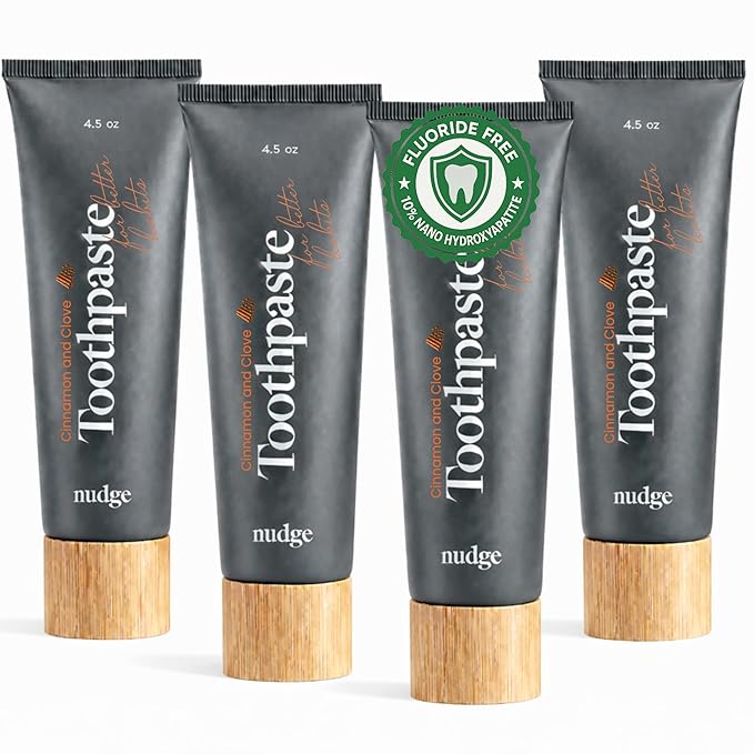 Nudge 10% Nano Hydroxyapatite Toothpaste, Enamel Friendly Advanced Clean, Fluoride Free & SLS Free, Natural Cinnamon & Clove, 4.5 oz (Pack of 2)