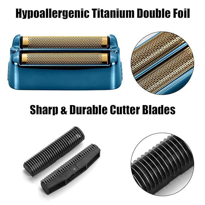 FX79RF2BL Replacement Foil Blade and Cutter Kit for BaBylissPRO FXONE Stick Shaver, Hypoallergenic Extra-close Shaver Replacement Head, Blue