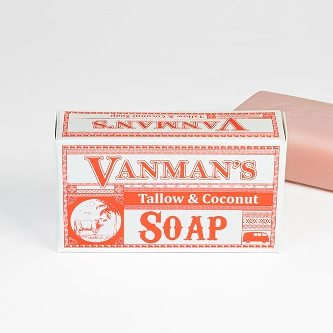VanMan Beef Tallow and Coconut Oil Bar Soap – Pure Grass-Fed Beef Tallow Soap with Coconut Oil & Kaolin Clay, Subtle Grapefruit Scent, Hydrating & Nourishing, Clean Ingredients, 3.8oz - 5 Pack