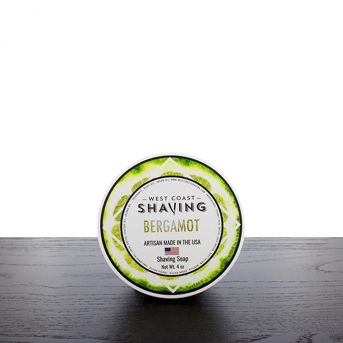 West Coast Shaving Bergamot Scented Shaving Soap, Tallow Based, Skin Nourishing Butters and Oils, 4 oz.
