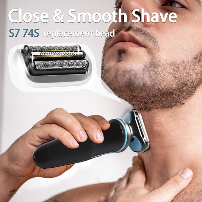 74S S7 Replacement Head for S7 Shavers, Stainless Steel Blades & Precision Foil, Smooth Shave No Pulling.