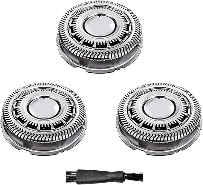 SH60/72 Replacement Shaver Heads Compatible with Philips Series 6000, SH60 Shaving Heads Compatible with Norelco S6880/81, S6810/82, S6850/85, 3-Pack with Cleaning Brush
