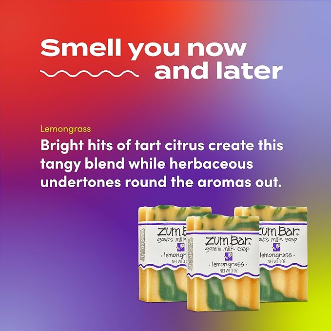 Indigo Wild Zum Goat's Milk Soap Bar - Bar Soap for Hands & Body Made with Essential Oils - 3 oz - Lemongrass (3 Pack)