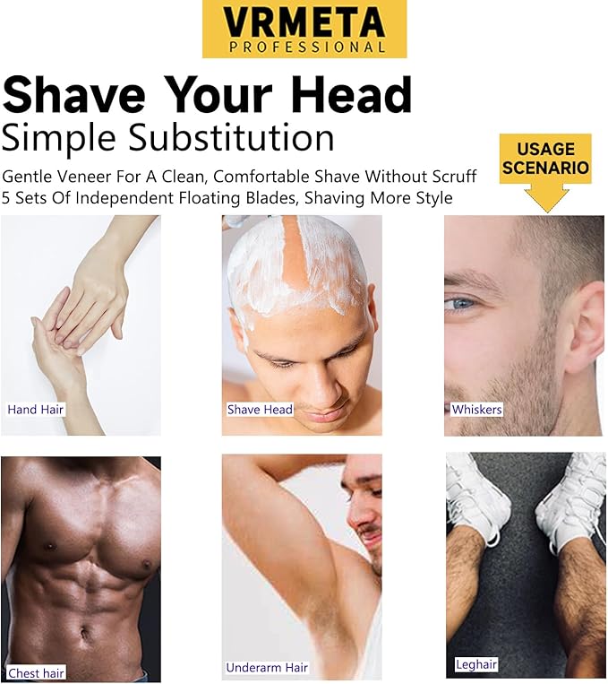 New Upgrade Head Shaver Replacement Heads for Skull Shaver Pitbull Platinum Pro Butterfly Kiss, and Palm Hypo-Allergenic Electric Razor