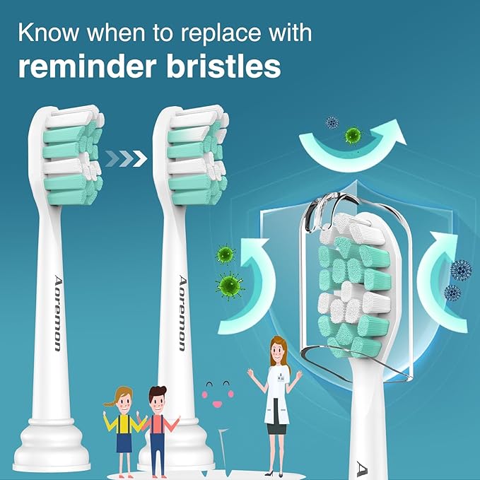 Aoremon Toothbrush Replacement Heads for Philips Sonicare C2 Electric Toothbrush Heads fit for Phillips Sonicare Protectiveclean 4100 5100 6100 5300 9900 Brush Head for G2 C1 G3 W, 10 Count